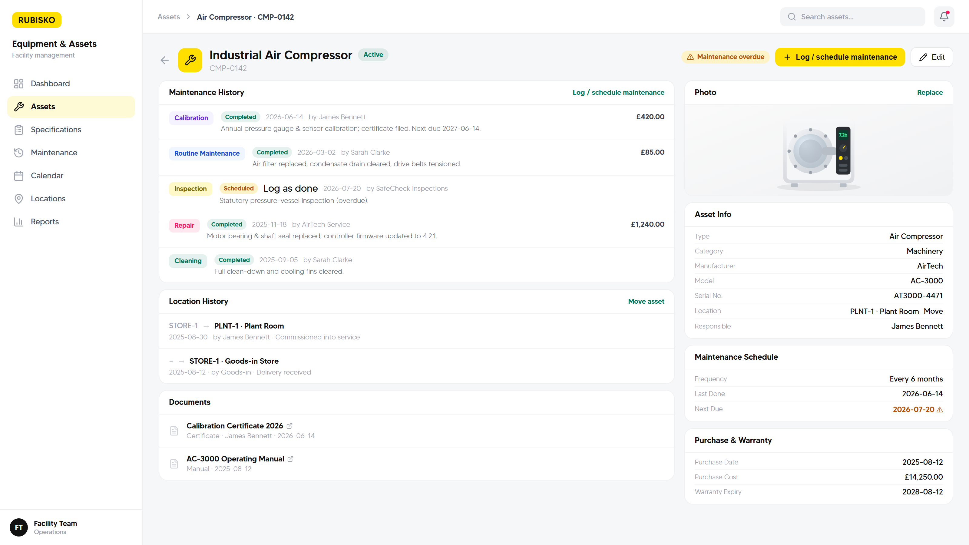 Assets and Equipment Management screenshot